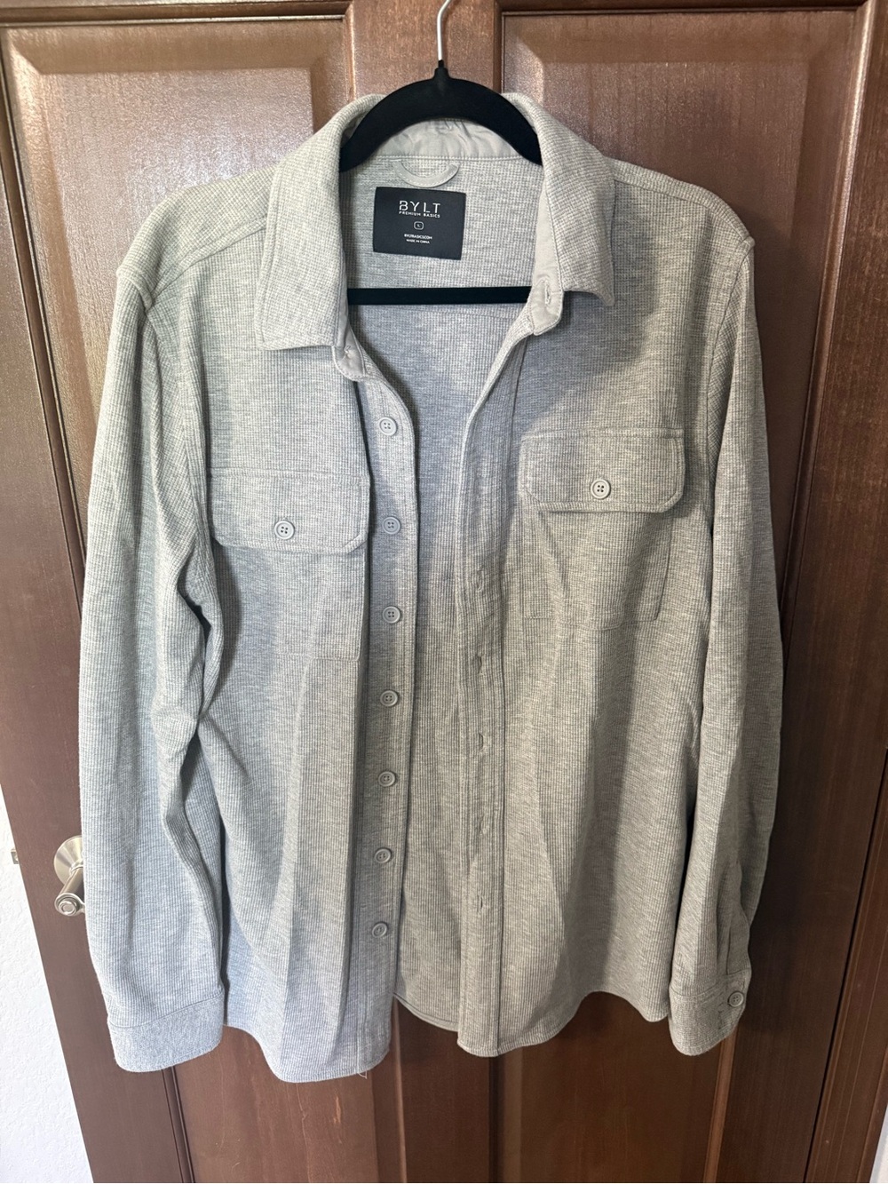 BYLT Basics Men's Gray Casual Button-Down Shirt Jacket